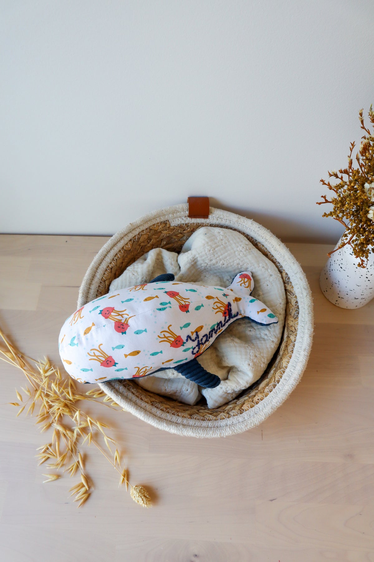 Baleine en tissu personnalisable fait main