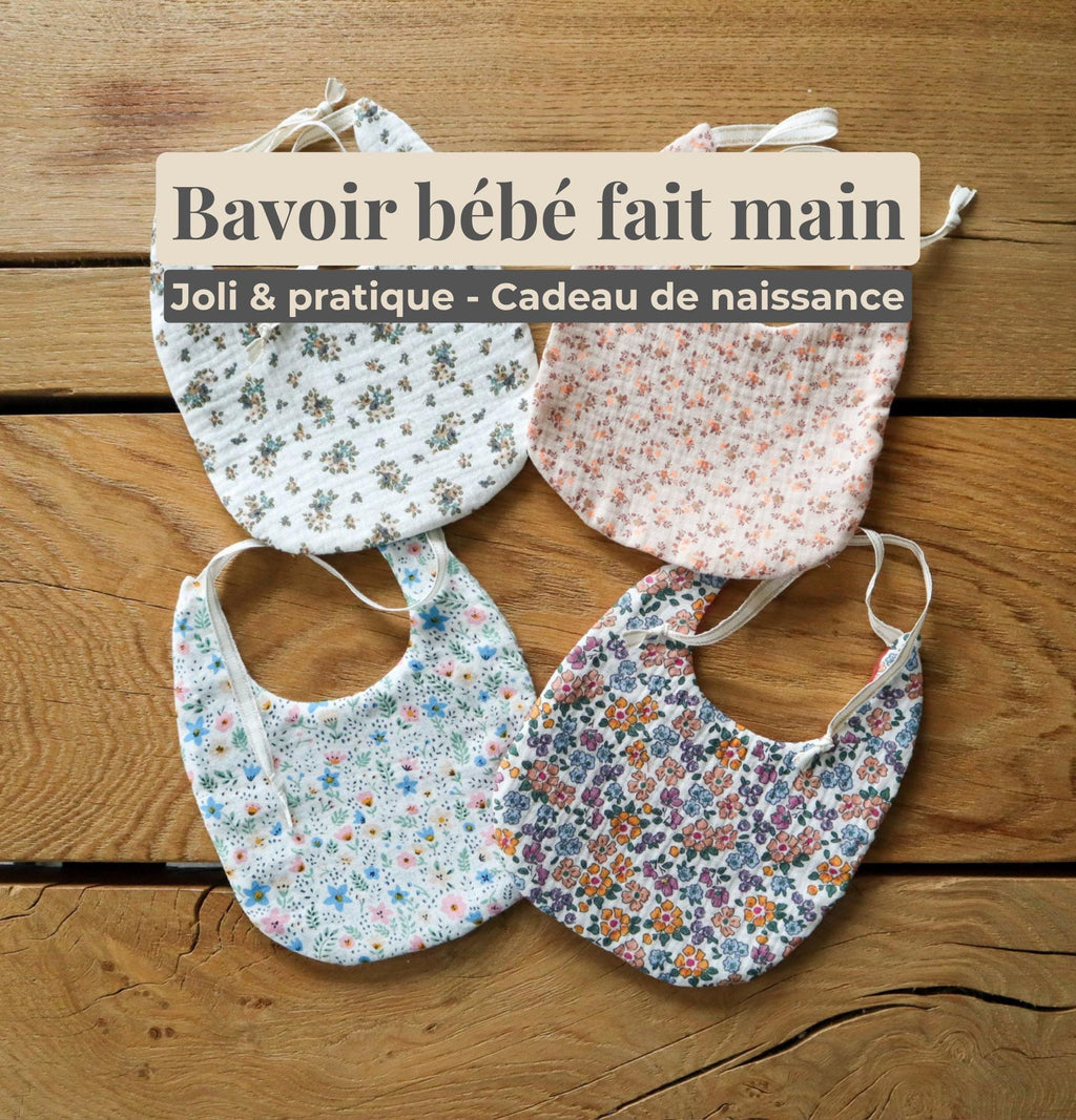 Bavoir bébé coton fait main personnalisable