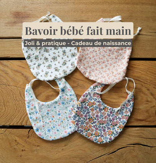 Bavoir bébé coton fait main personnalisable