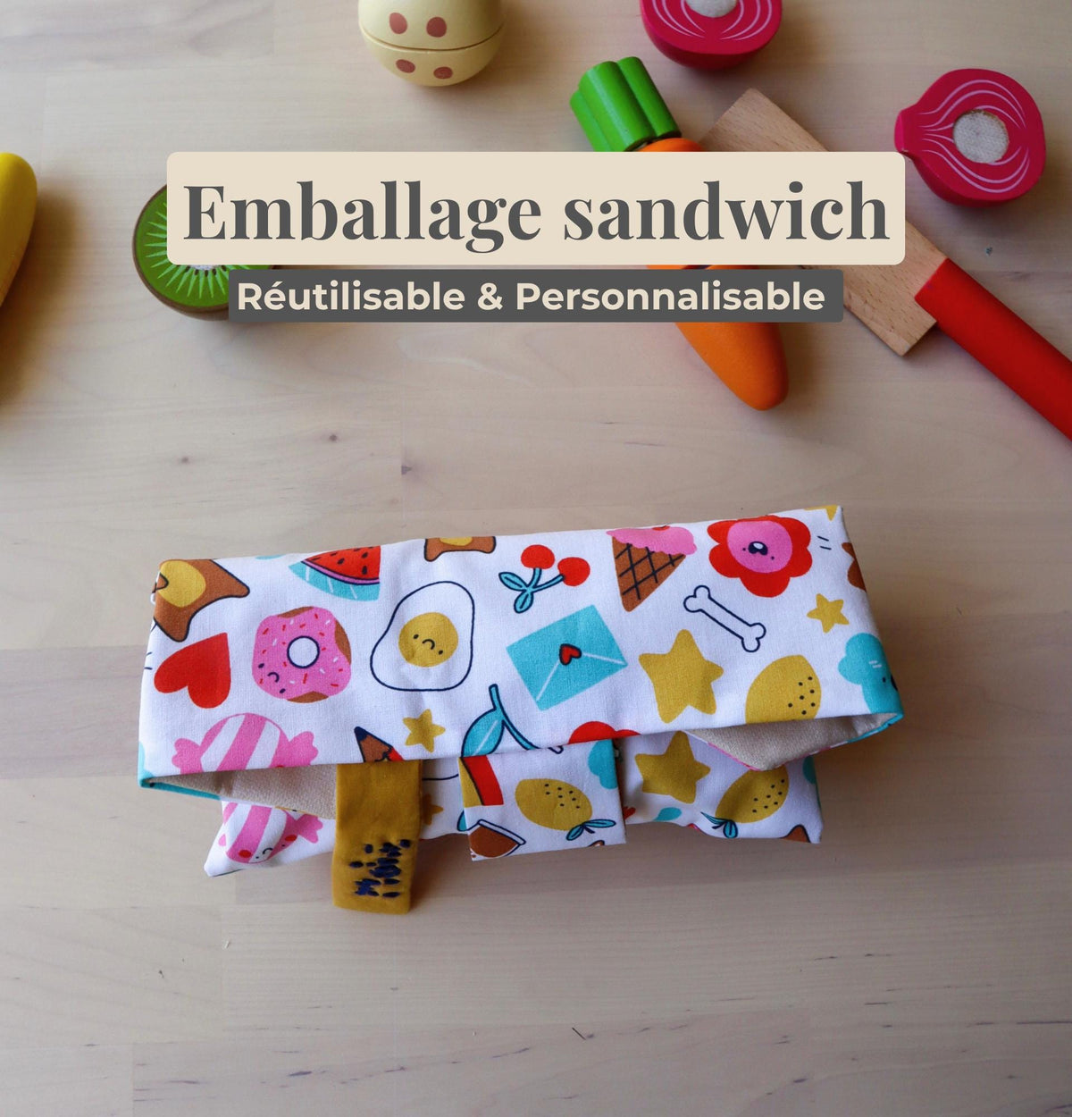 Étui sandwich réutilisable fait main