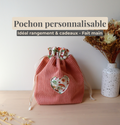 Sac pochon personnalisable en tissu et fait main