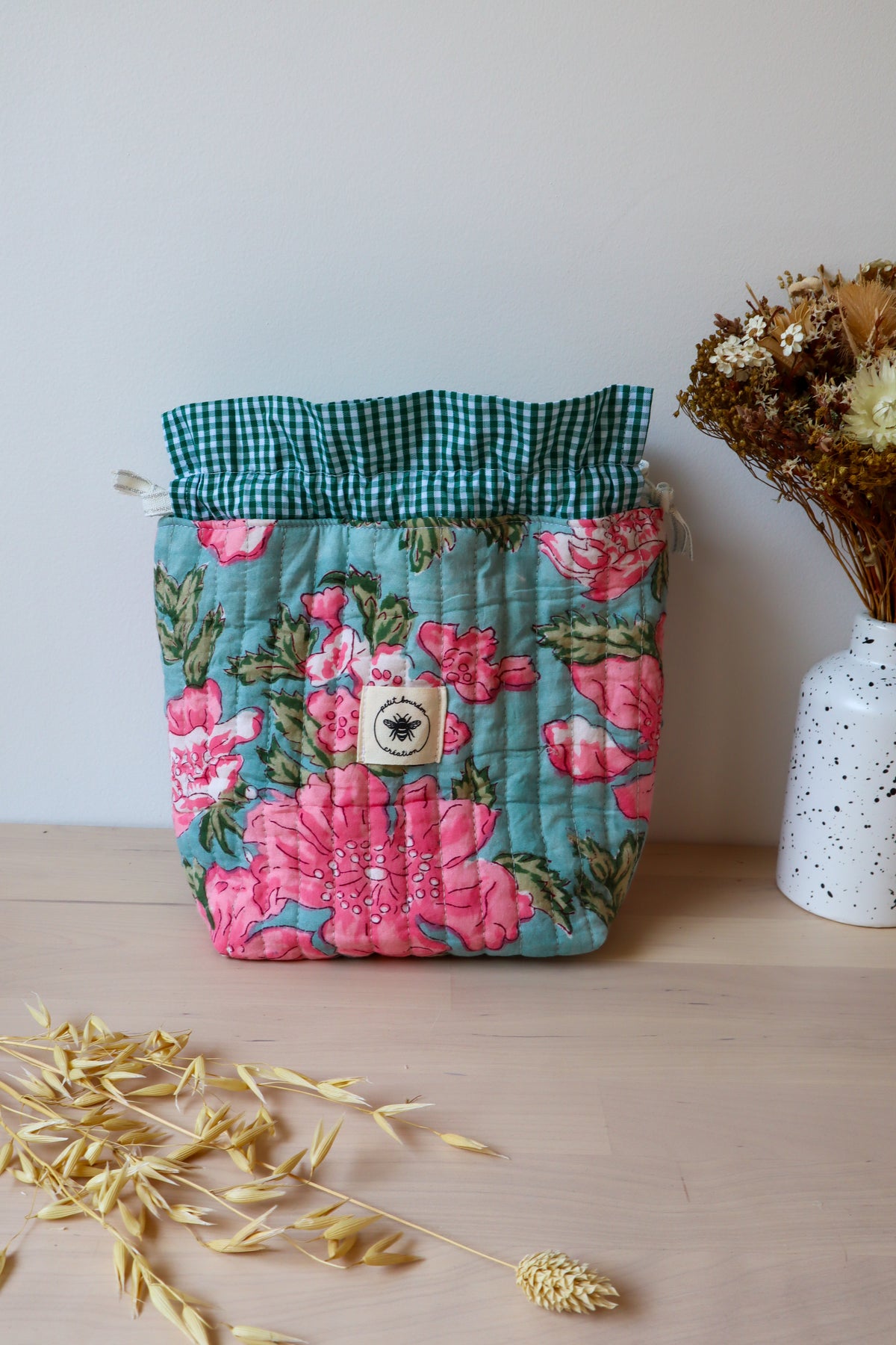 Trousse maquillage fleurie fait main