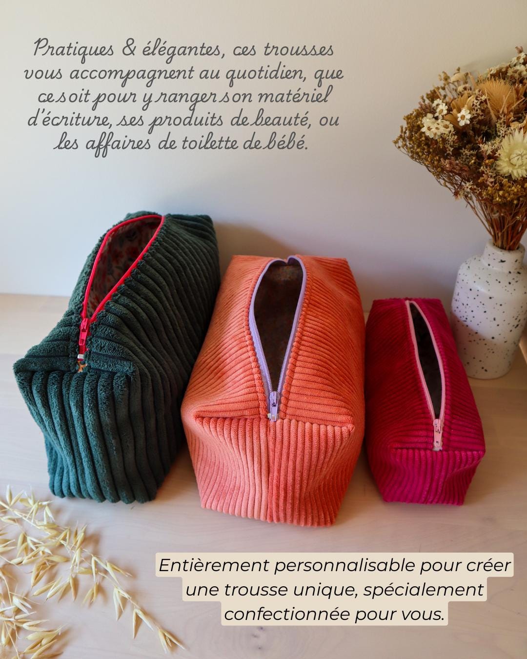 Trousse velours artisanale unique
