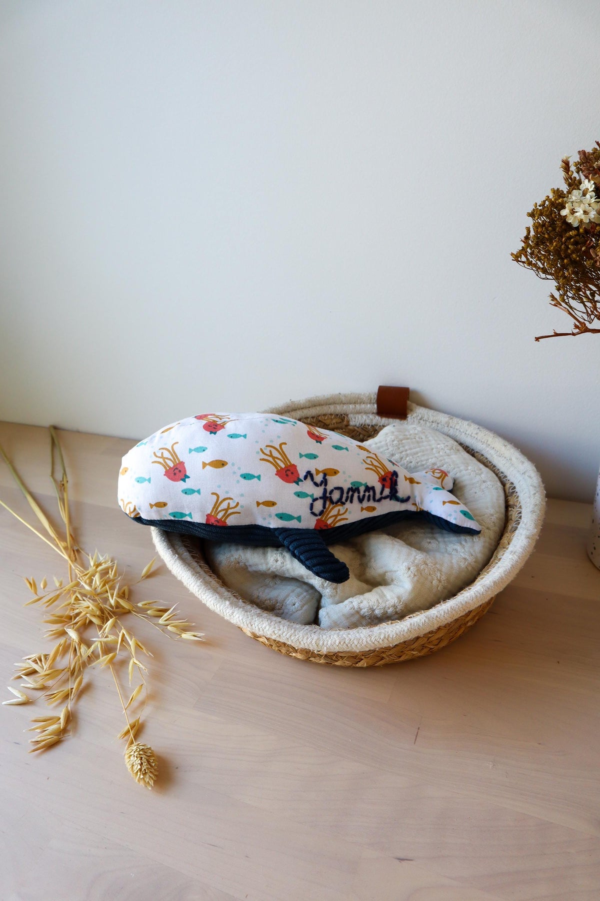 Baleine en tissu fait main artisanale