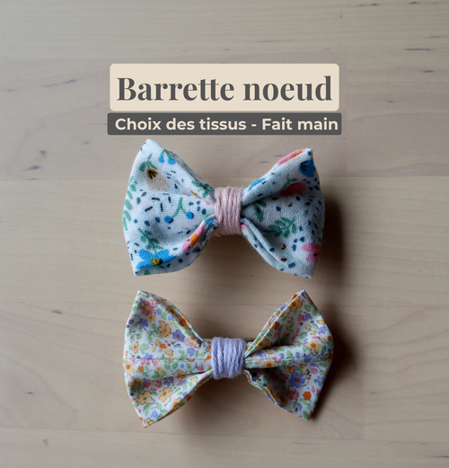 Barrette nœud tissu personnalisable fait main