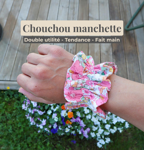 Chouchou manchette bracelet en tissu fait main