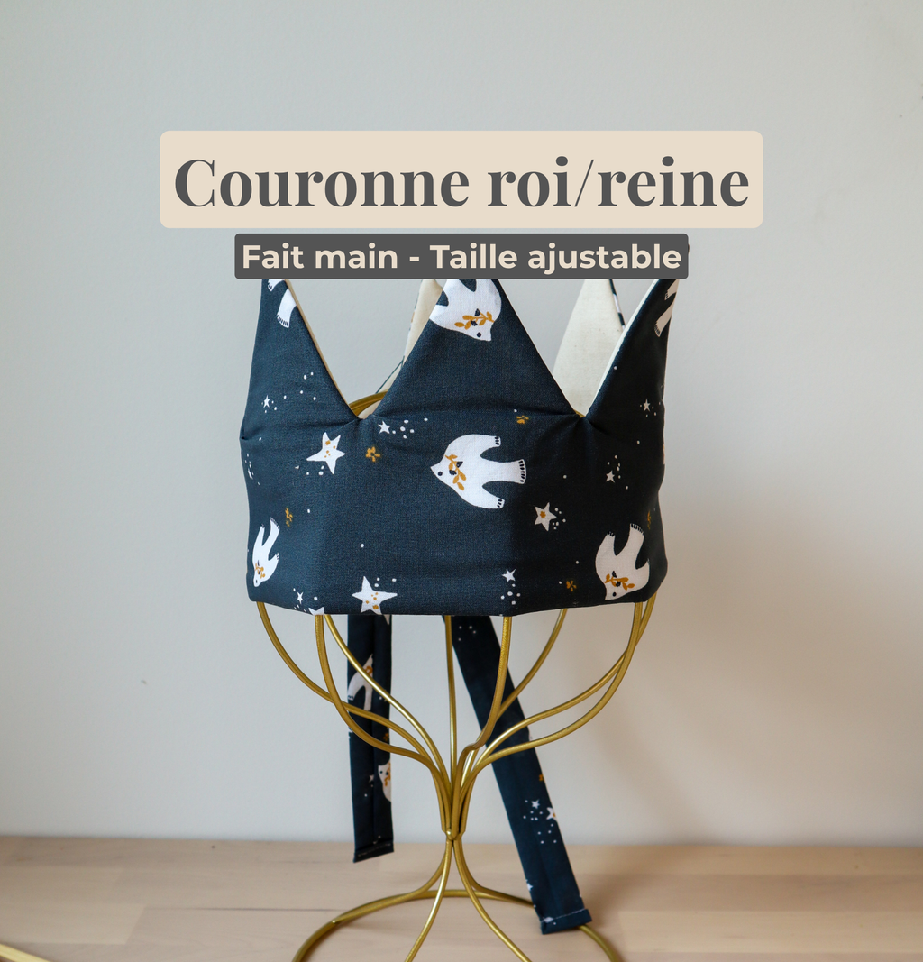 Couronne roi reine déguisement tissu ajustable