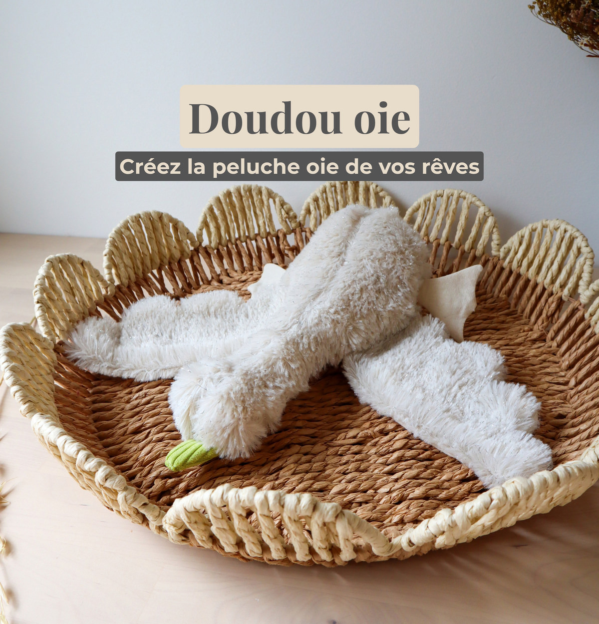 Doudou oie personnalisé fait main cadeau 