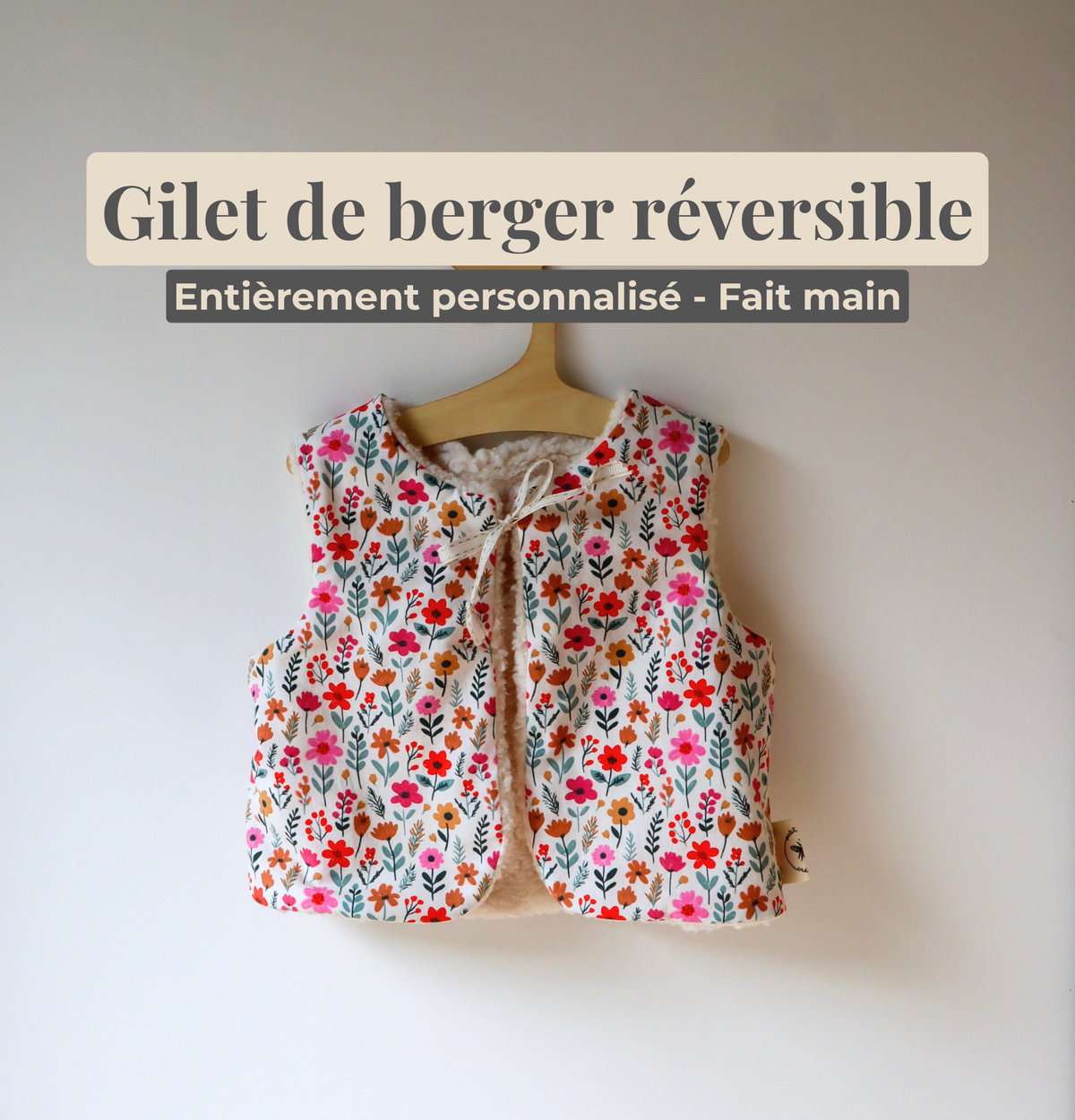 Gilet de berger bebe et enfant réversible