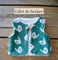 Gilet de berger bébé & enfant réversible – Motifs oies sur fond vert