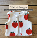 Gilet de berger bébé & enfant réversible – Fourrure à motifs pommes