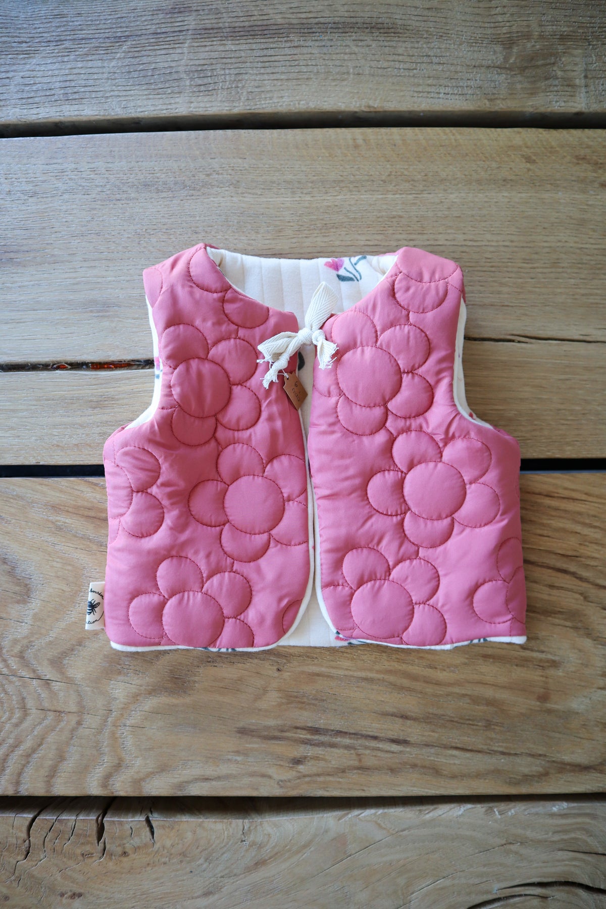 Gilet de berger bébé & enfant réversible – Matelassé motifs fleuris