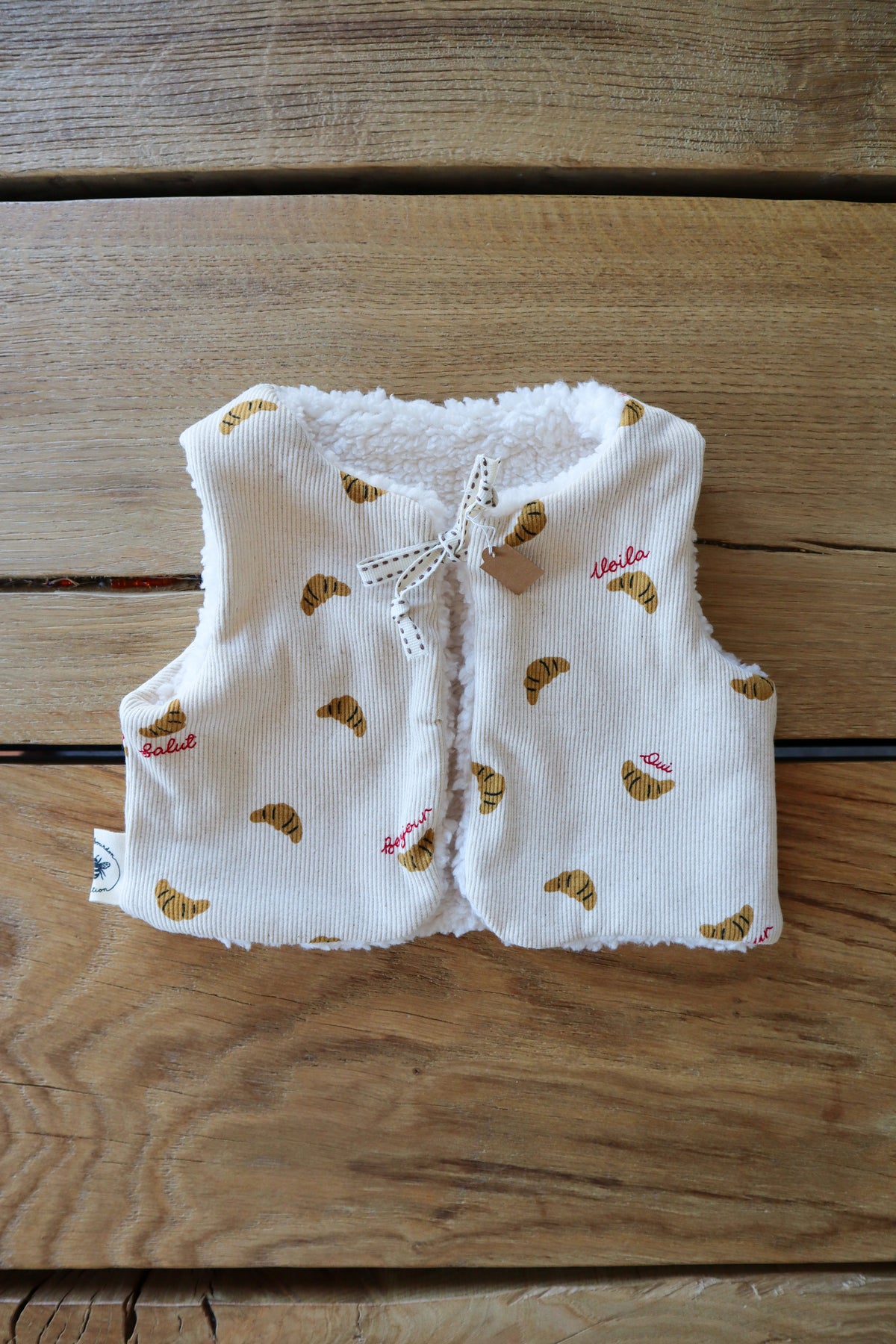 Gilet de berger bébé & enfant réversible – Motif croissants
