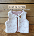 Gilet de berger bébé & enfant réversible – Motifs toile de jouy rose