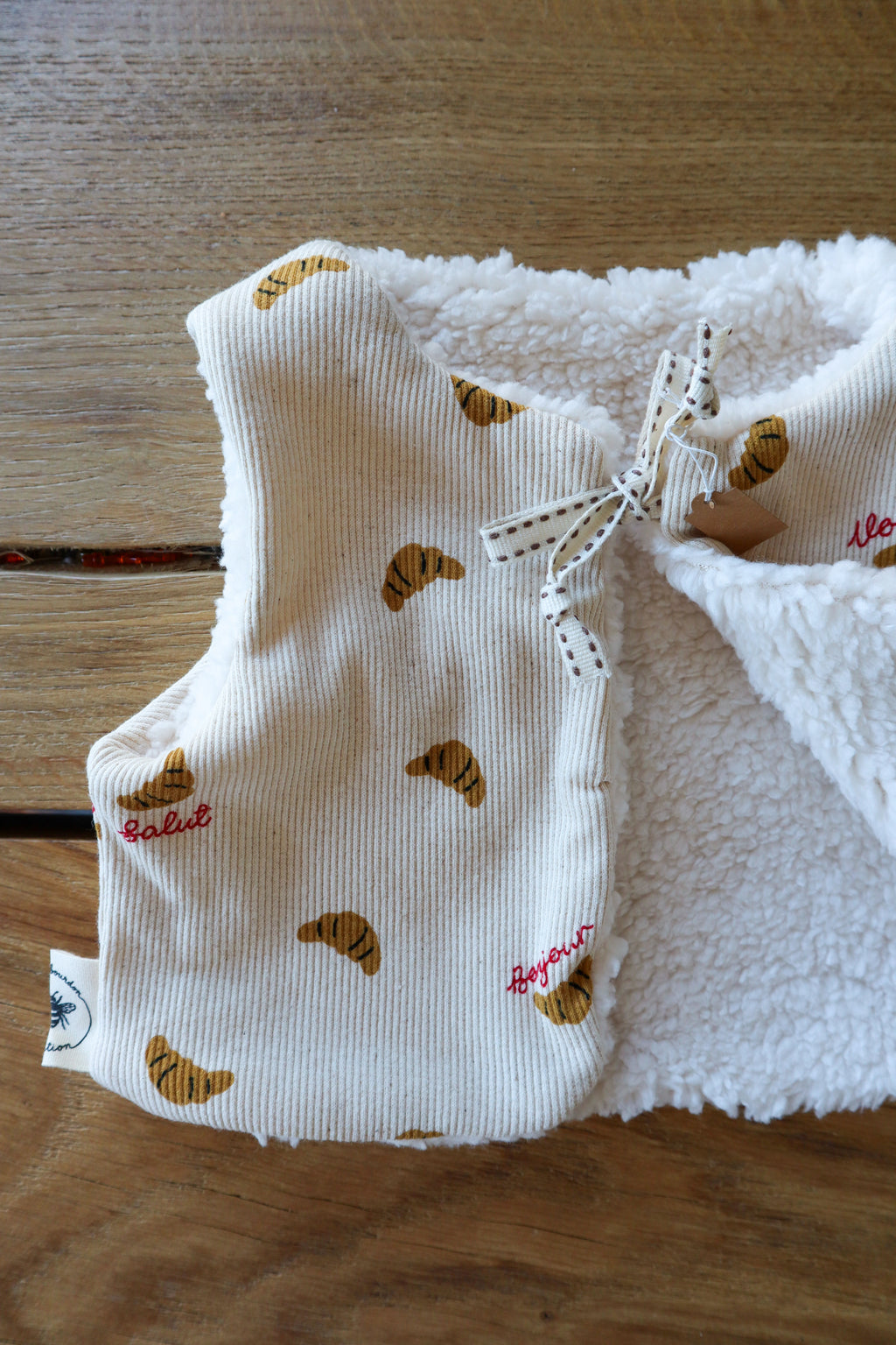 Gilet de berger bébé & enfant réversible – Motif croissants