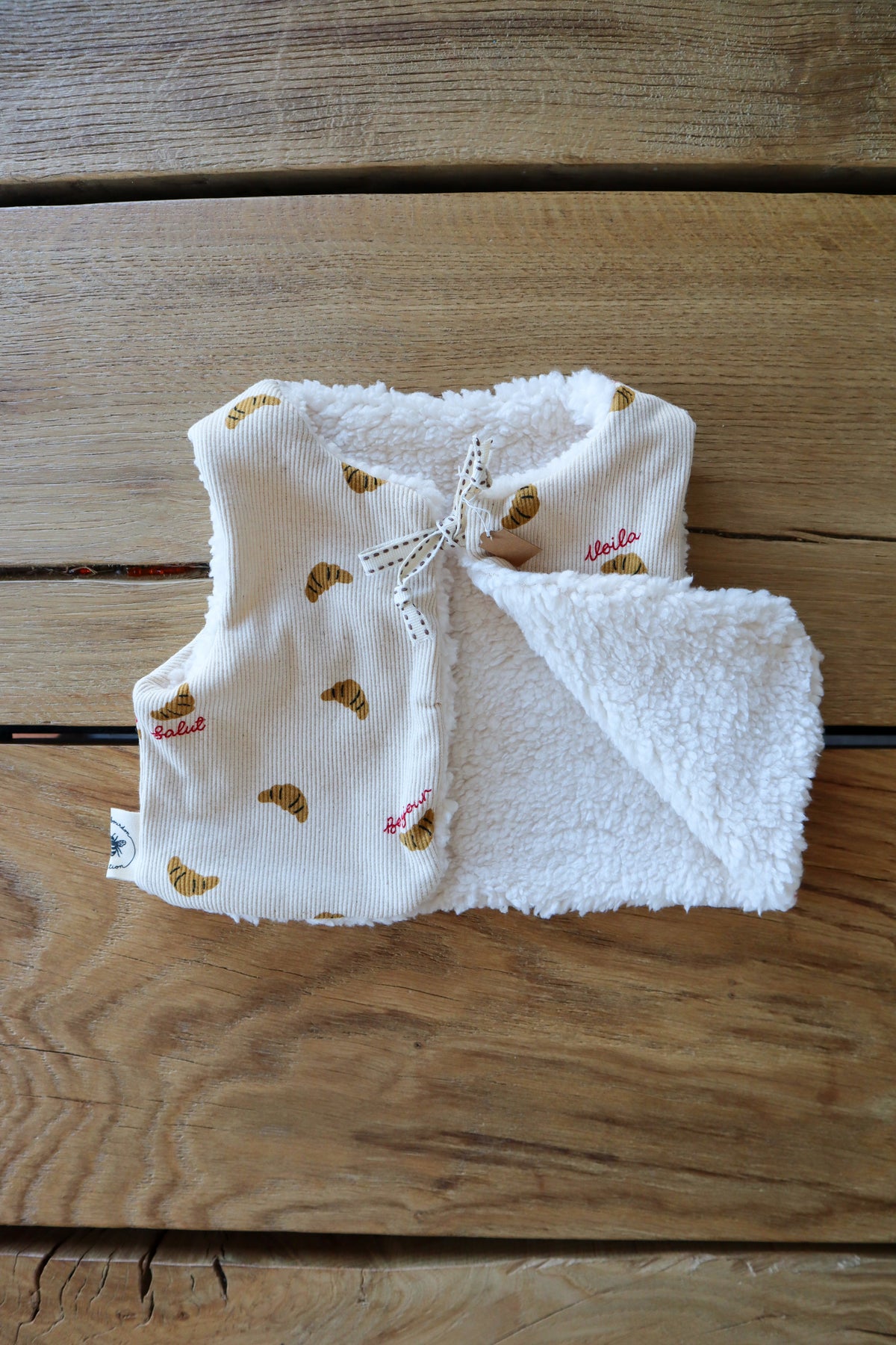 Gilet de berger bébé & enfant réversible – Motif croissants