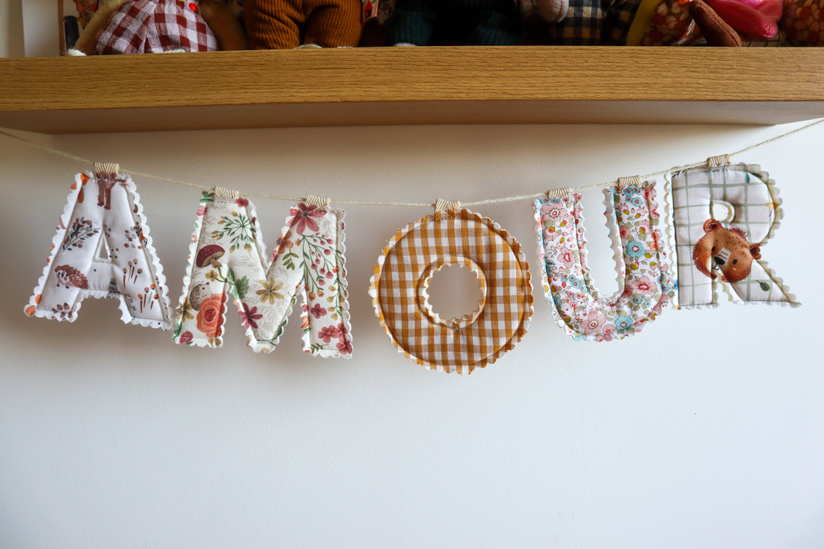 Guirlande lettres tissu fait main