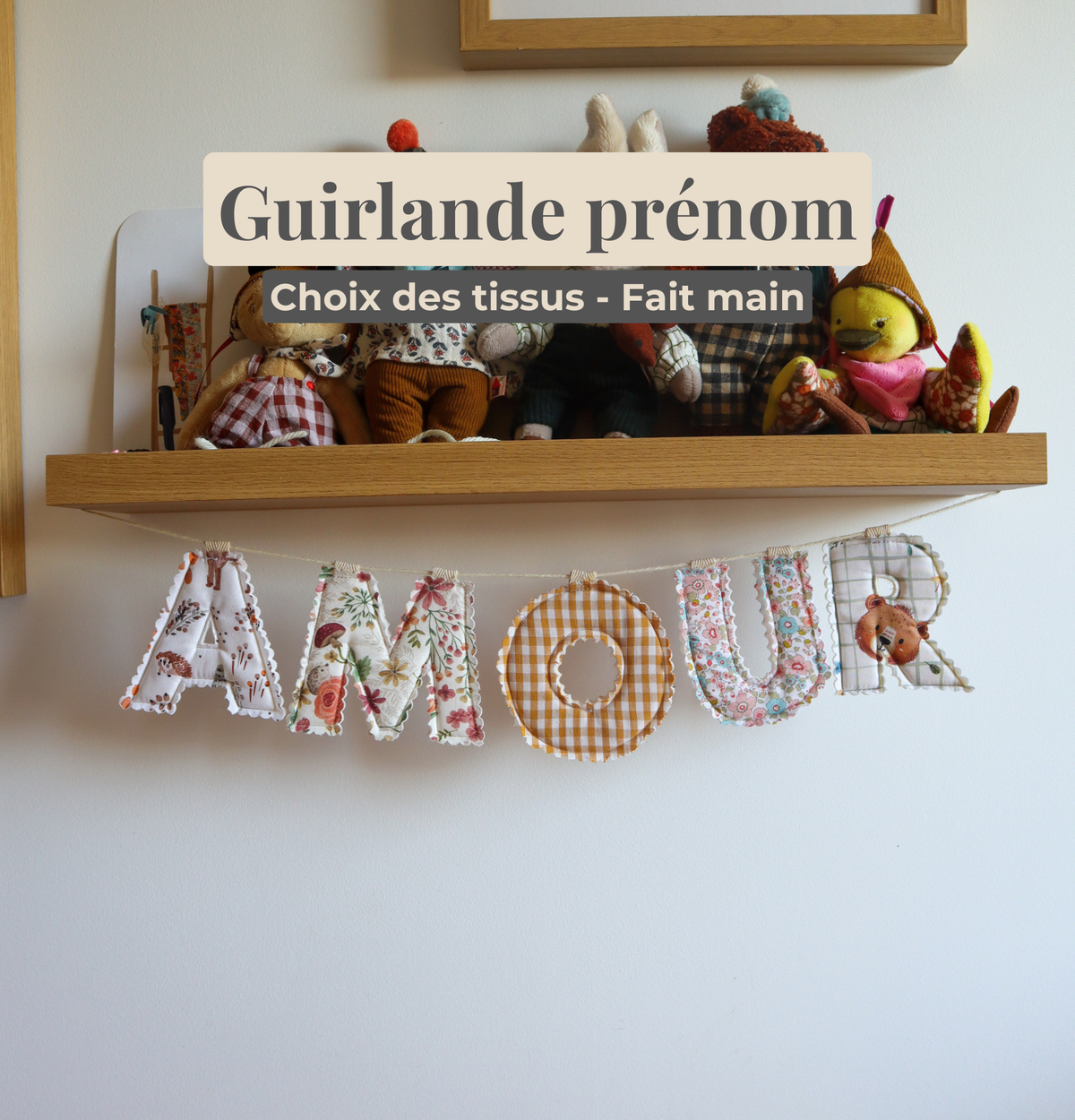 Guirlande prénom personnalisée en tissu fait main