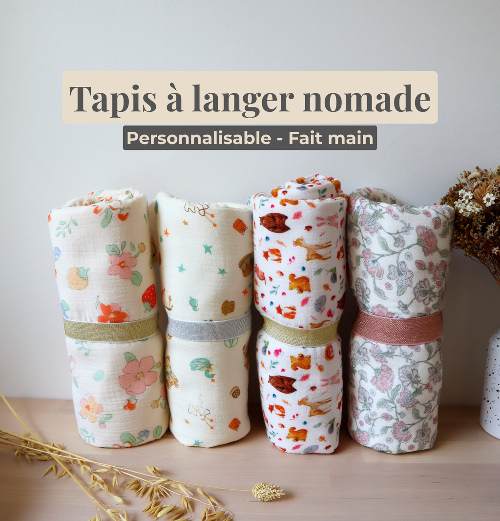 Tapis à langer nomade fait main en tissu