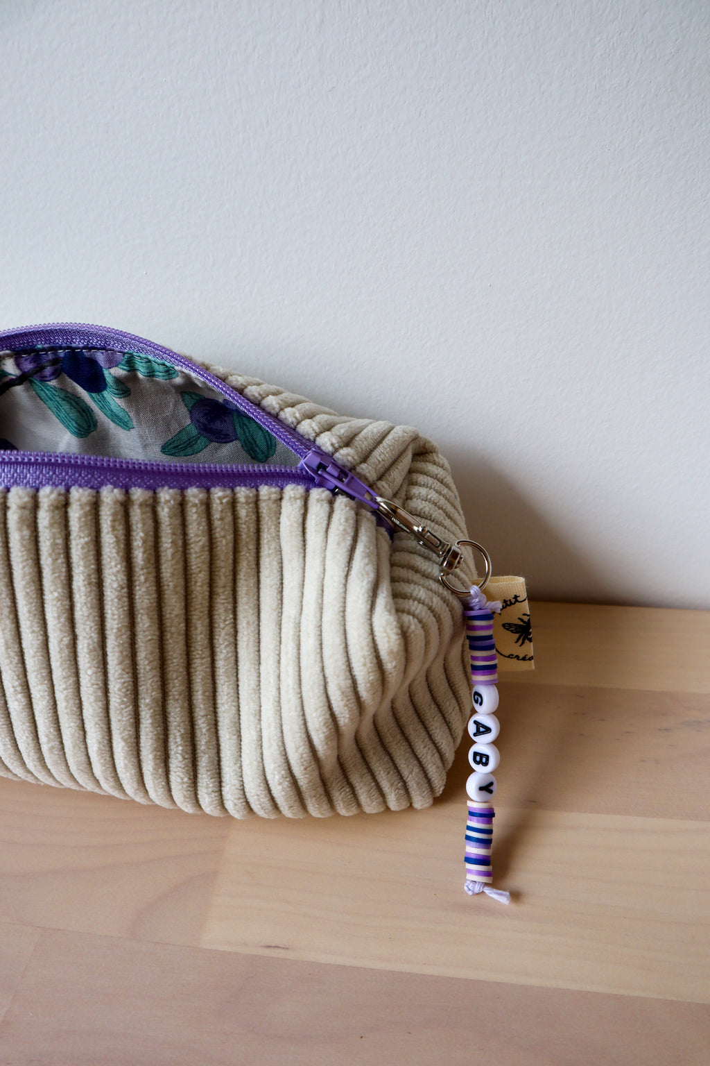 Trousse fait main avec porte-clef prénom