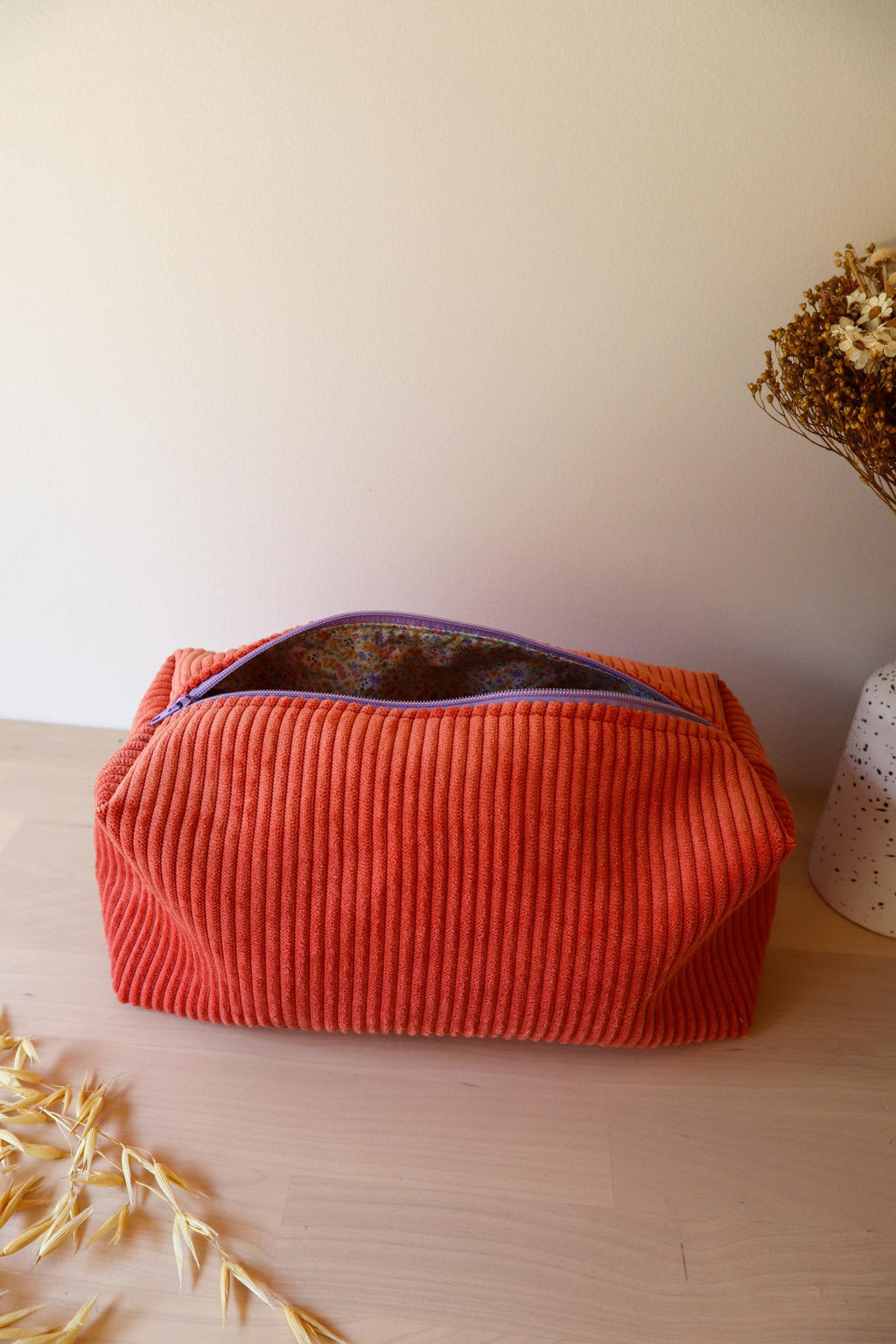 Trousse voyage velours côtelé fait main
